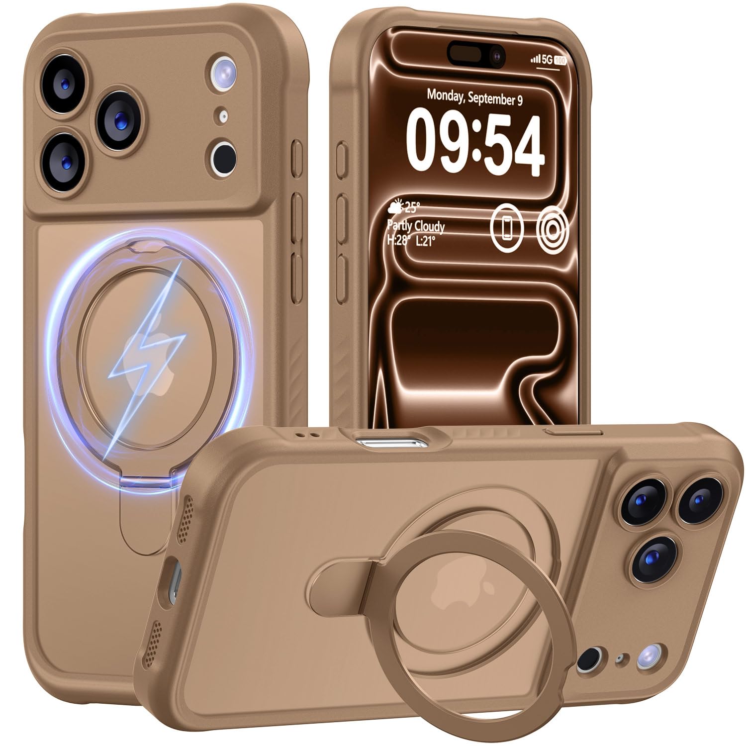 MOCCA Magnetic for iPhone 17 Pro Case with Stand,Brown