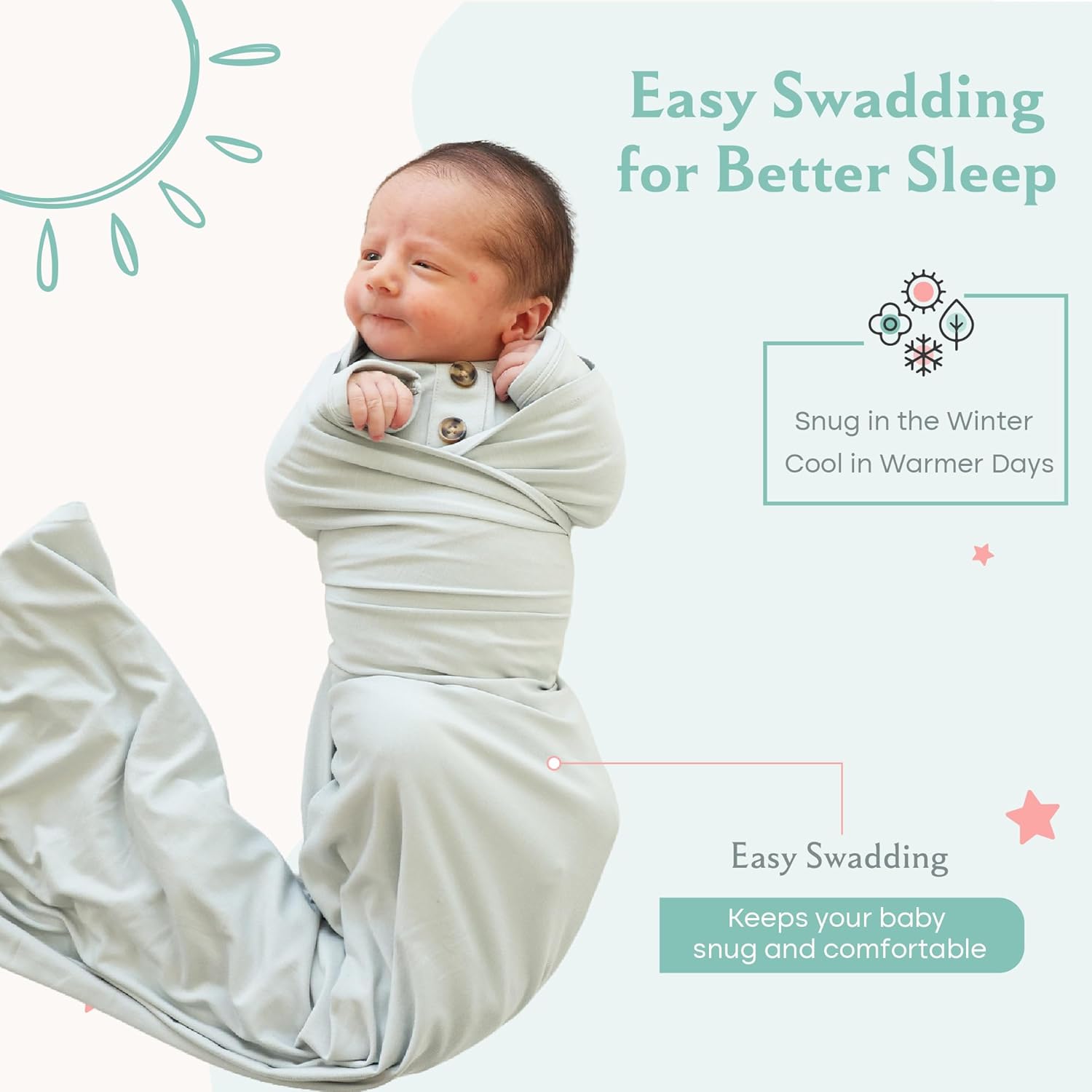 Caden Lane Baby Swaddle & Receiving Blanket, Soft, Breathable & Temperature-Regulating Bamboo Viscose Fabric for Swaddling Newborns, Gender Neutral Infant Blanket for Boys & Girls, Lily Pad Green