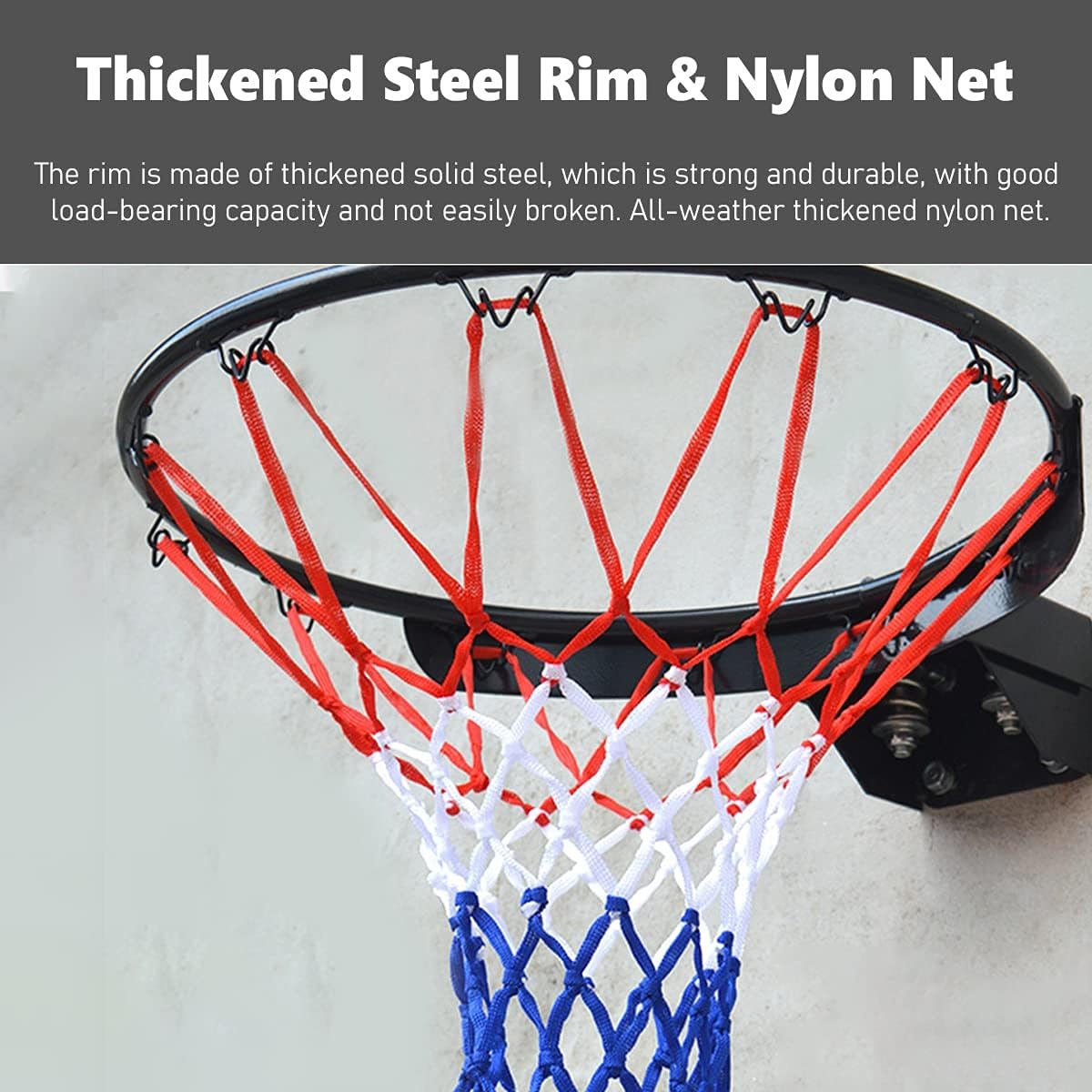 Basketball Hoop Stand Professional Basketball Rim & Basketball Net with Dual Springs, Wall Mount Basketball Goal for School Gym