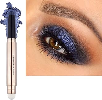 Black Eyeshadow Stick Eye Makeup Cream Shimmer Smooth Glitter Hypoallergenic Single Crayon Waterproof Long Lasting Eye Shadow Pencil Multi-Dimensional Eyes Look Pen(Dark Blue Black#12)