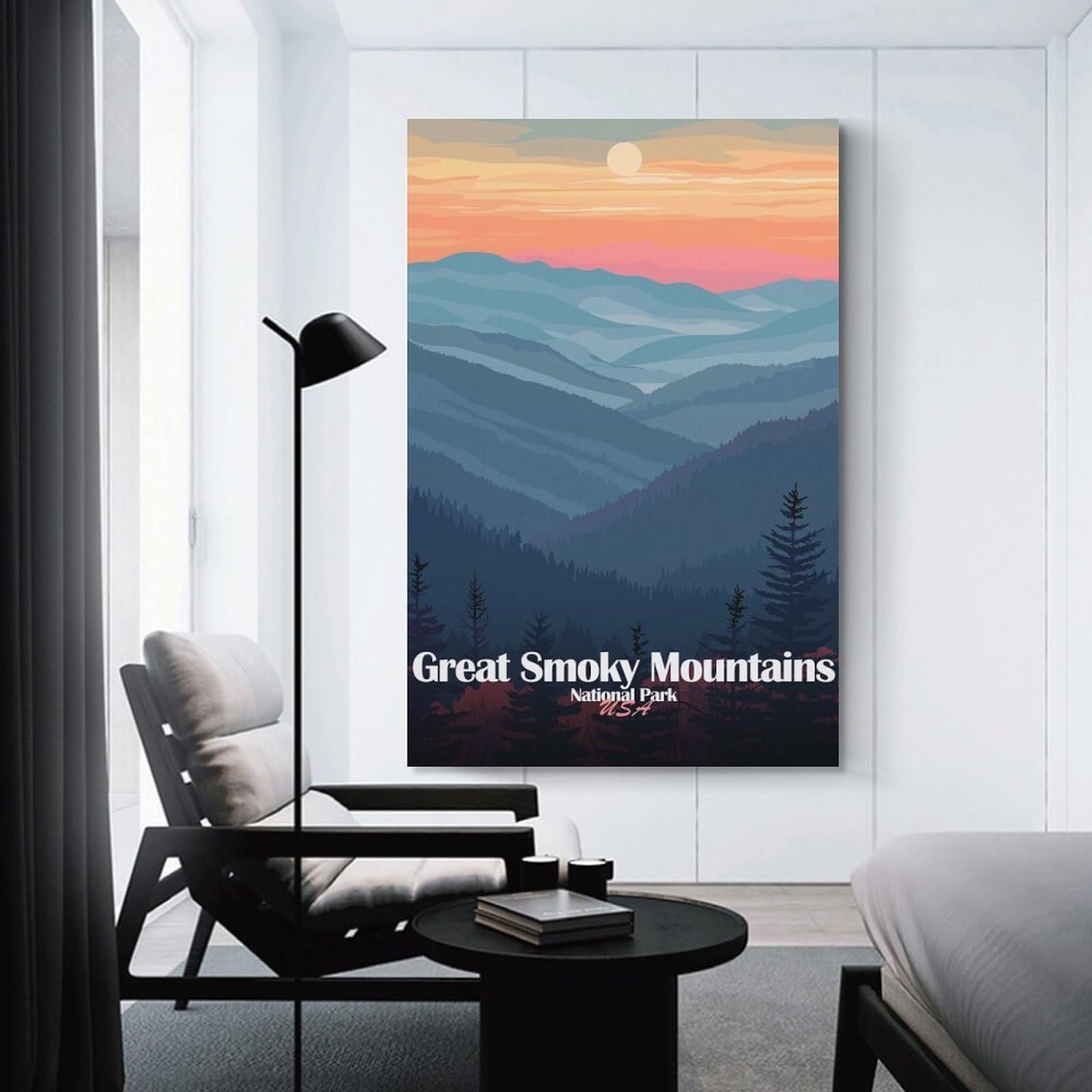 Junmoney Unframe-Style-10 Canvas Wall Art Great Smoky Mountains National Park, 16X24inch(40X60cm), For Lounge, Study, Hallway Or Flat Walls, Canvas Wall Art That Fits Changing Layouts