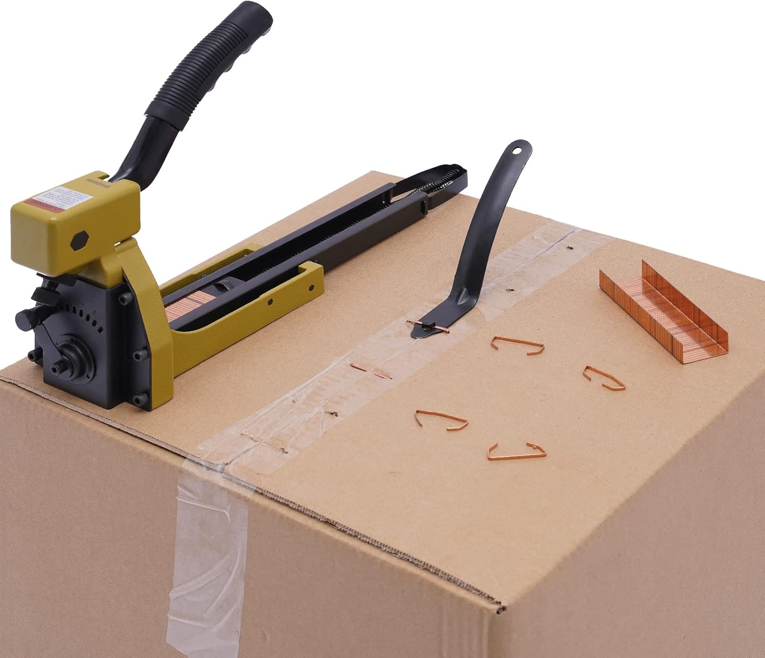 Manual Carton Closing Stapler, 1-3/8-Inch Crown, 3/4-Inch Length Carton Staples, Box Stapler with 100 Pcs Staples Carton Stapler Corrugated Carton Staple Gun for Closing Cartons
