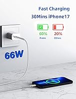 Vista 68 de Cable USBC de 10 pies, paquete de 2 cables largos USBC de carga rápida, cable trenzado de nailon USB C a USB C cargador de iPhone compatible