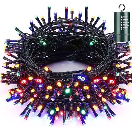 Qedertek Lichterkette Batterie Außen 20M Weihnachtsbeleuchtung 200 LED 