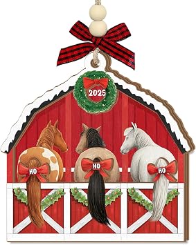 Funny Horses Christmas Ornament 2025 - Farm Animal Ornaments for Christmas Tree, Horse Gifts for Farmers Women, Men, Wooden Farm Ornament for Family, Friends, Animal Lovers Gift Ideas
