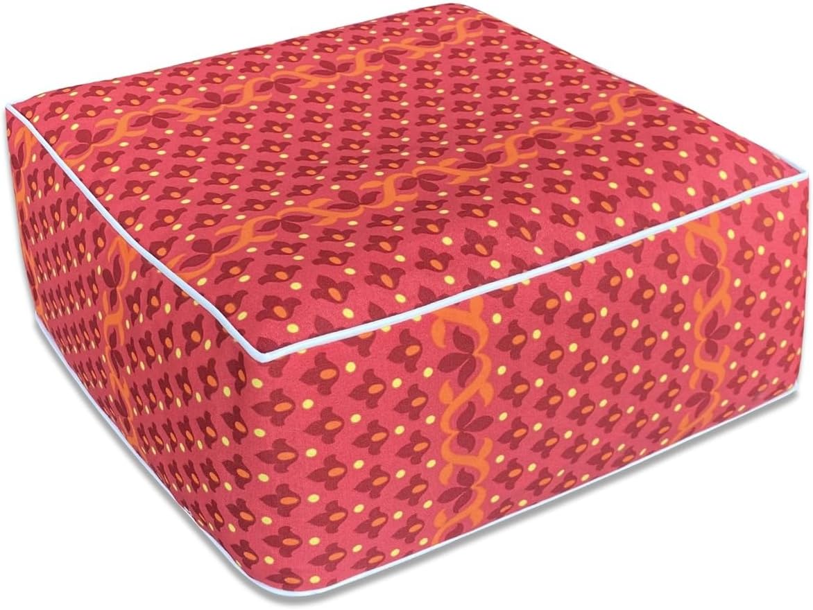 Outdoor Inflatable Footstool Ottoman Cover Red Square 23x9 Inch Patio Foot Stools and Ottomans Cover Only