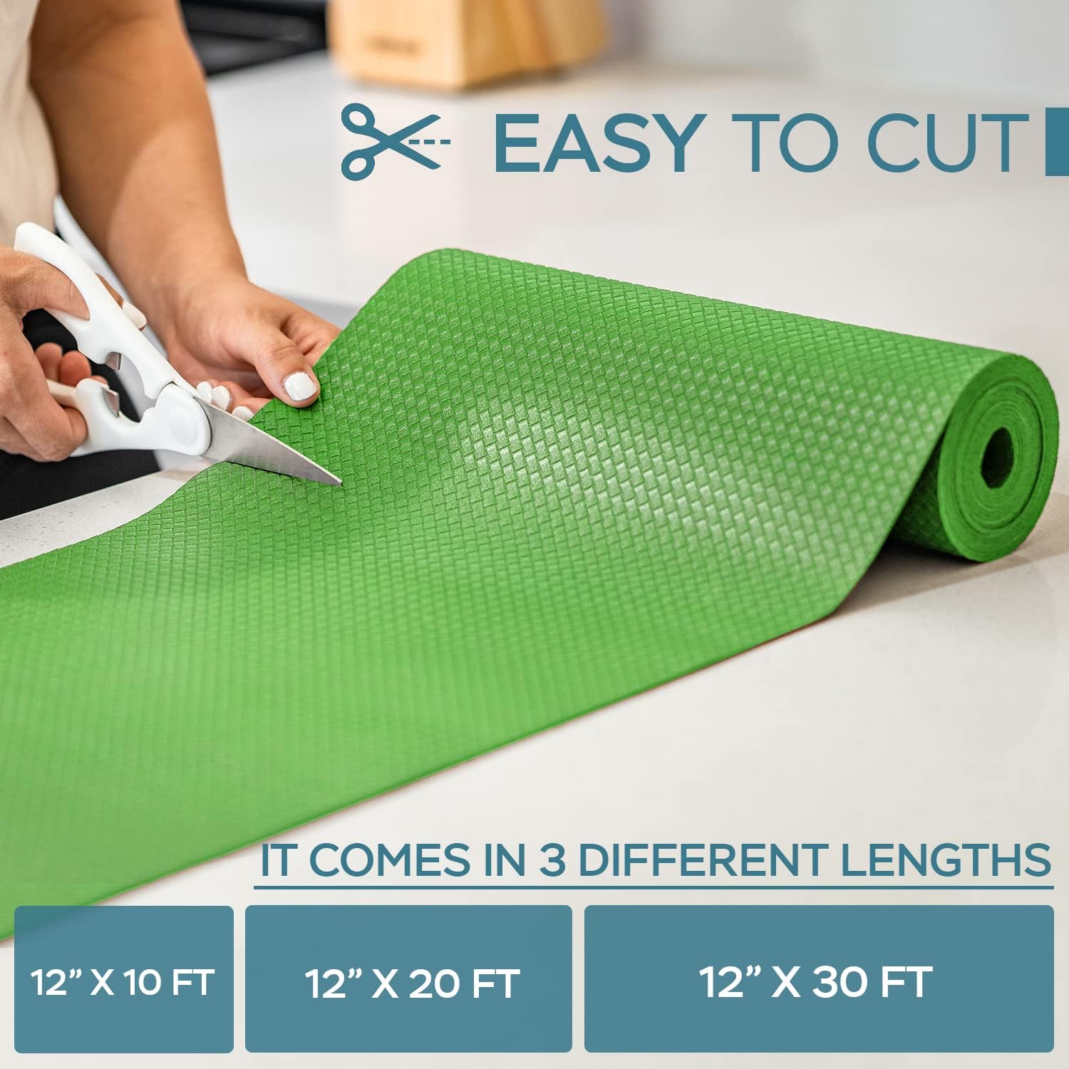 Drawer and Shelf Liner - Truly Non-Slip, Non-Adhesive, Kitchen Cabinet Liners - Heavy, Thick, Durable, Waterproof - Easy Cut to Fit and Protect Any Shelves, Tool Box, Bathroom Surfaces (20 FT, Green)