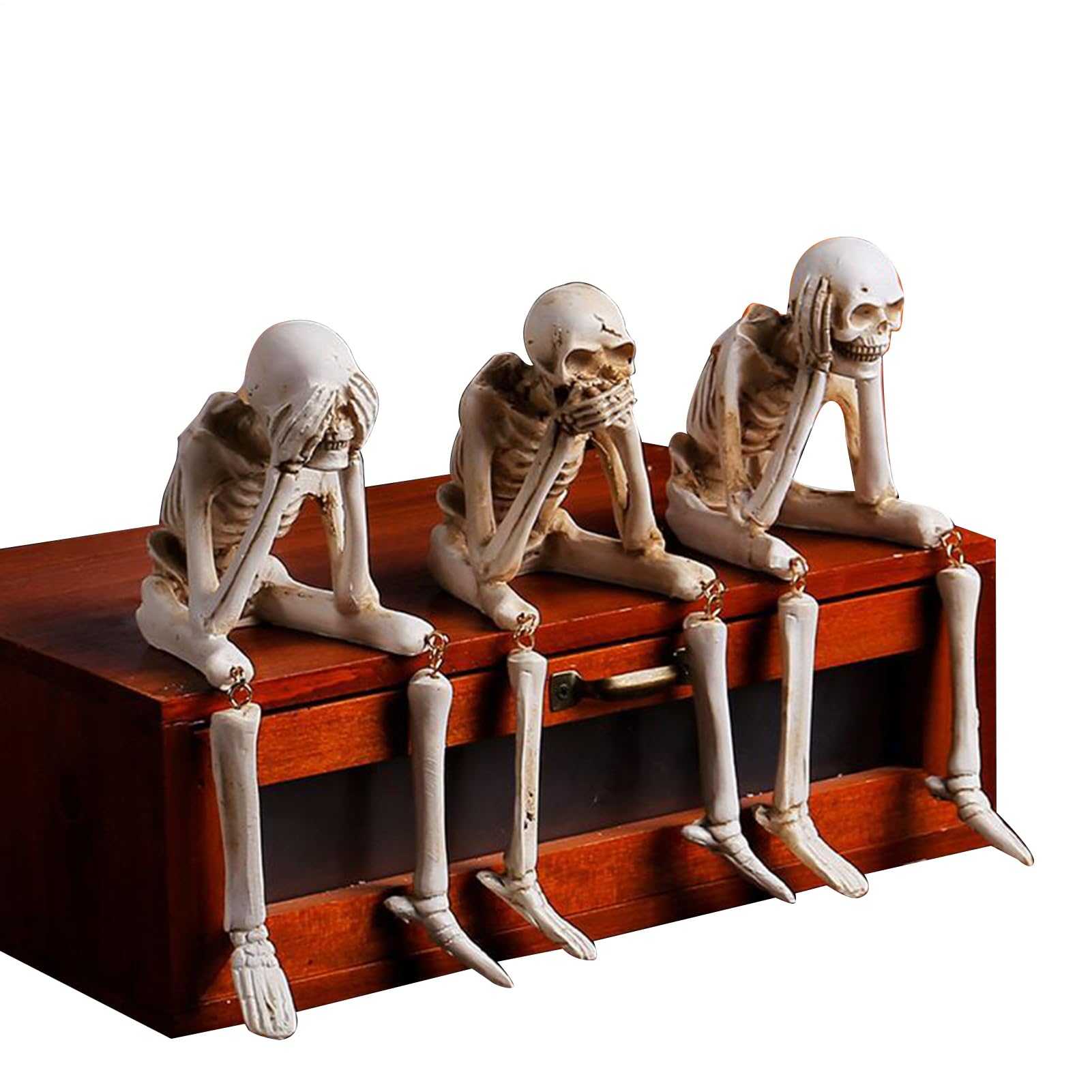 Squelettes pour Halloween : lot de 3 figurines crânes réalistes pour décoration de maison hantée
