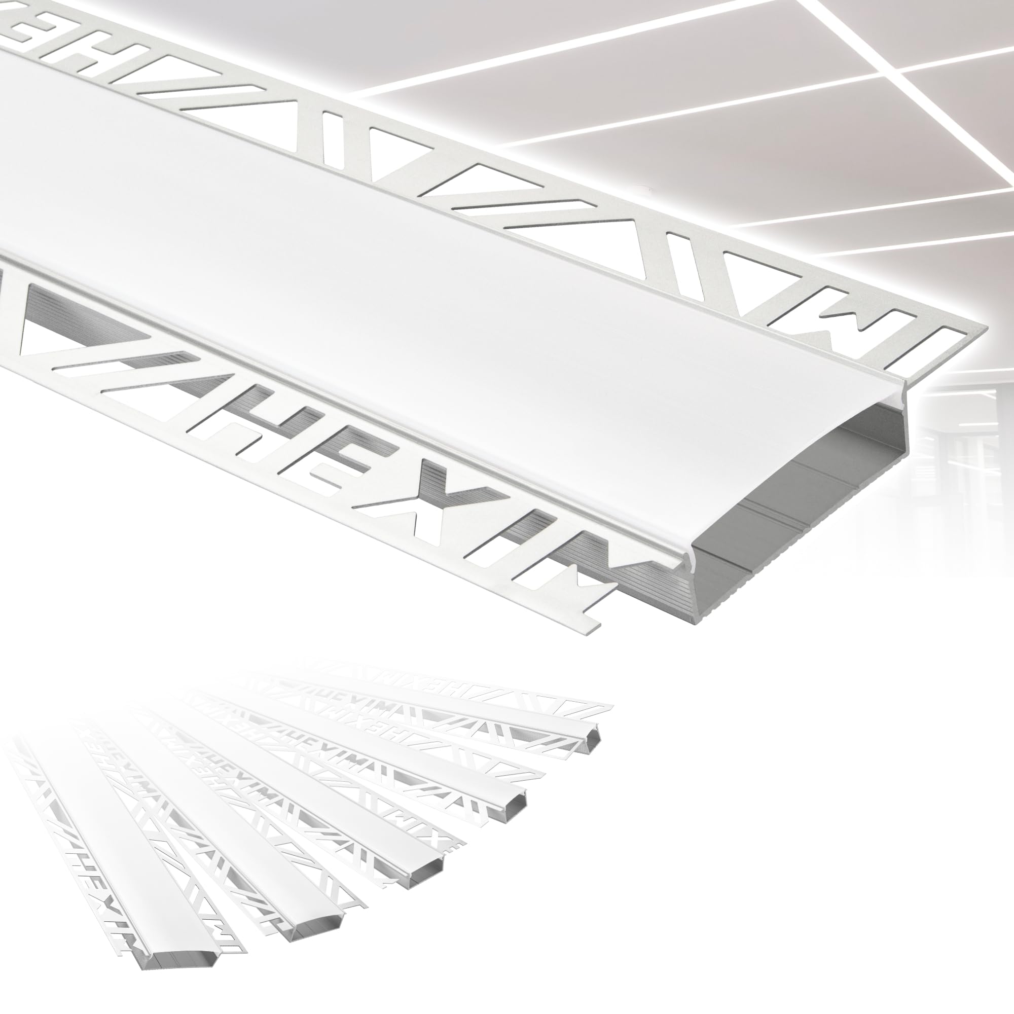 Profilé LED Aluminium Encastrable 2000mm – Pour Bandes LED ≤21mm, Plaque De Plâtre, Cache Polycarbonate