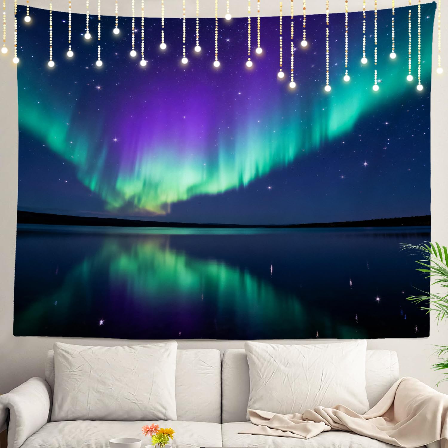 Shrahala Northern Lights Wall Hanging - Large Psychedelic Tapestry for Bedroom & Living Room (59.1 x 82.7 Inches, Green)