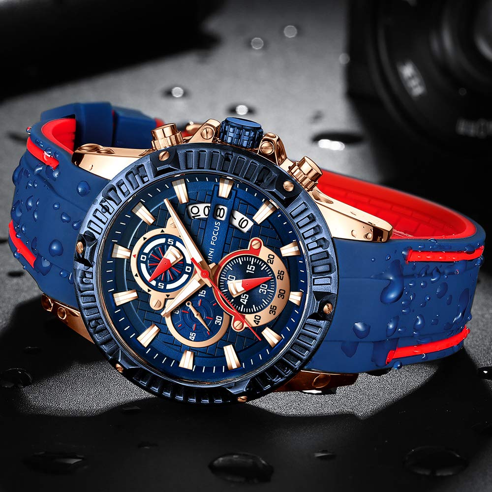 AIMES Orologio da uomo casual con cronografo, impermeabile, sportivo, militare, analogico, movimento al quarzo, elegante orologio da polso elegante regalo per uomo