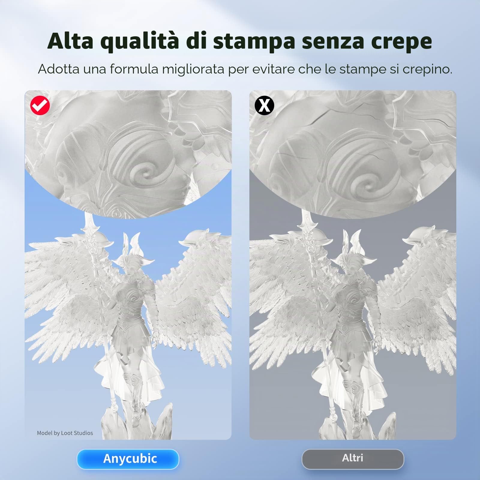 ANYCUBIC Resina Lavabile in Acqua 2.0, Alta Resilienza, Anti-Ingiallimento, Basso Odore per Tutte le Stampante 3D LCD Resina, Trasparente 1000g