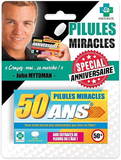 Stc Boite De Medicament Bonbon Humoristique Pilules Miracles Anniversaire 50 Ans Amazon Fr Epicerie