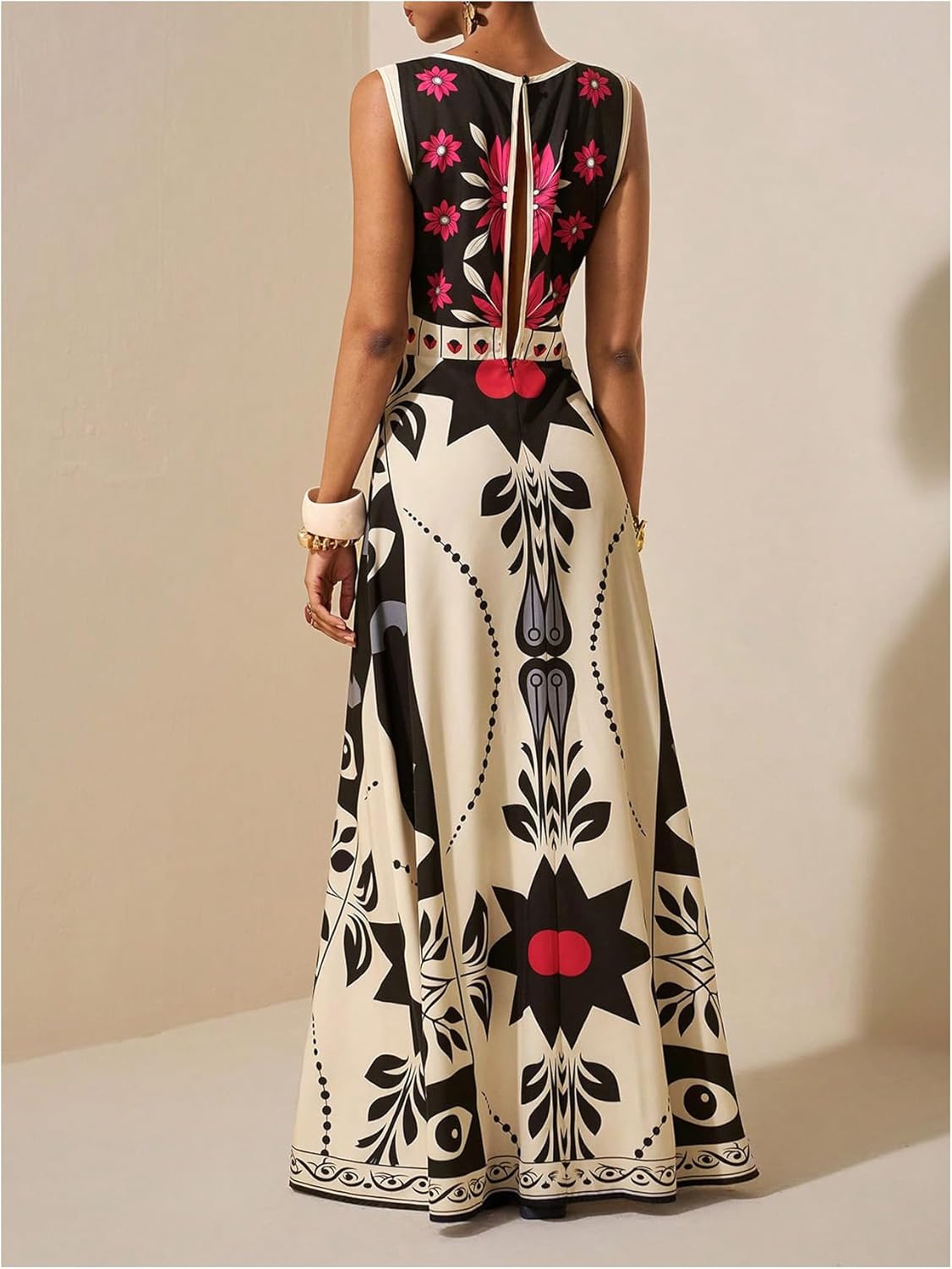 GORGLITTER Women's Sleeveless Maxi Mexican Dress Floral Boho Garden Party Sundress Wedding Guest Long Tank Dresses - Image 2