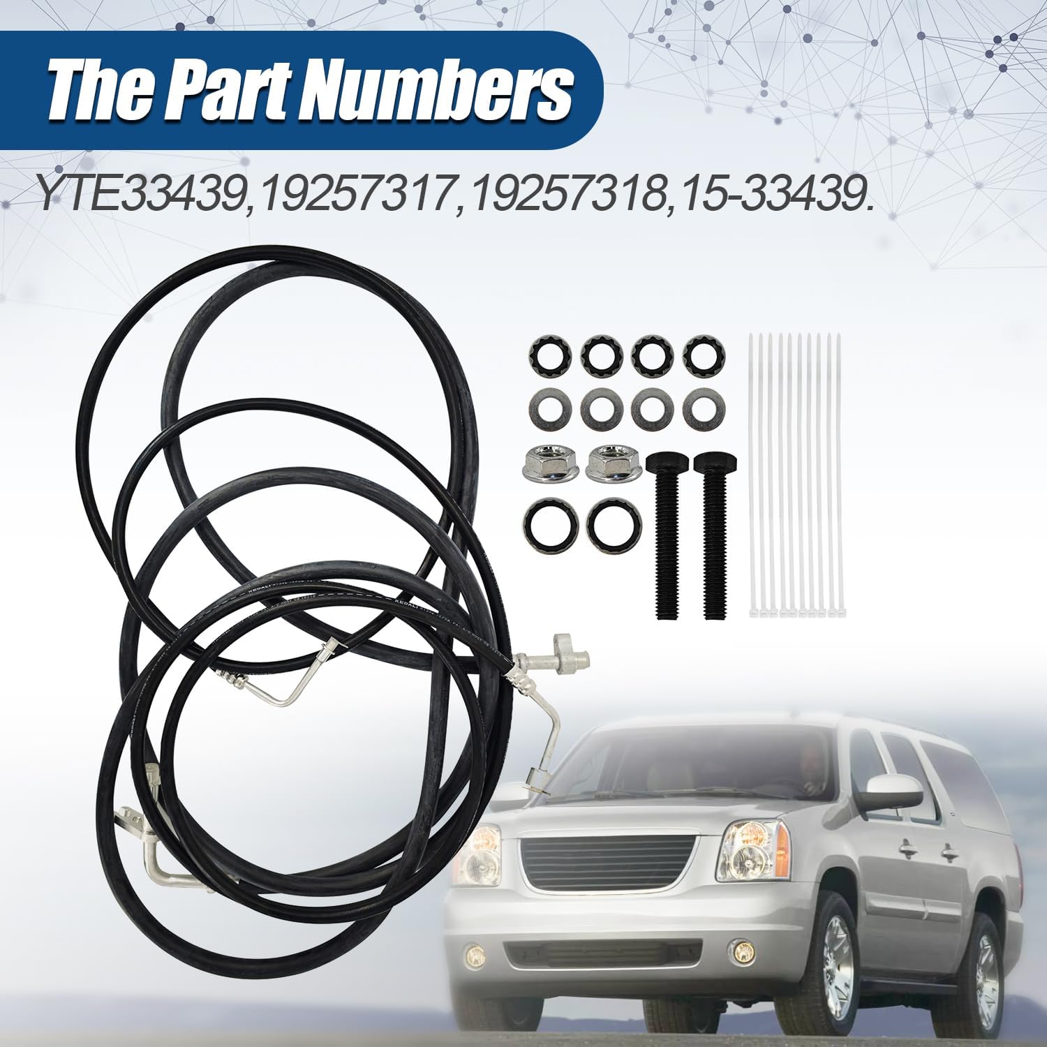 YTE33439 Rear Air Conditioning Hoses AC Line Set Fit for Chevy Tahoe, Yukon, Escalade 2007-2014 (For Short Wheelbase SUV）
