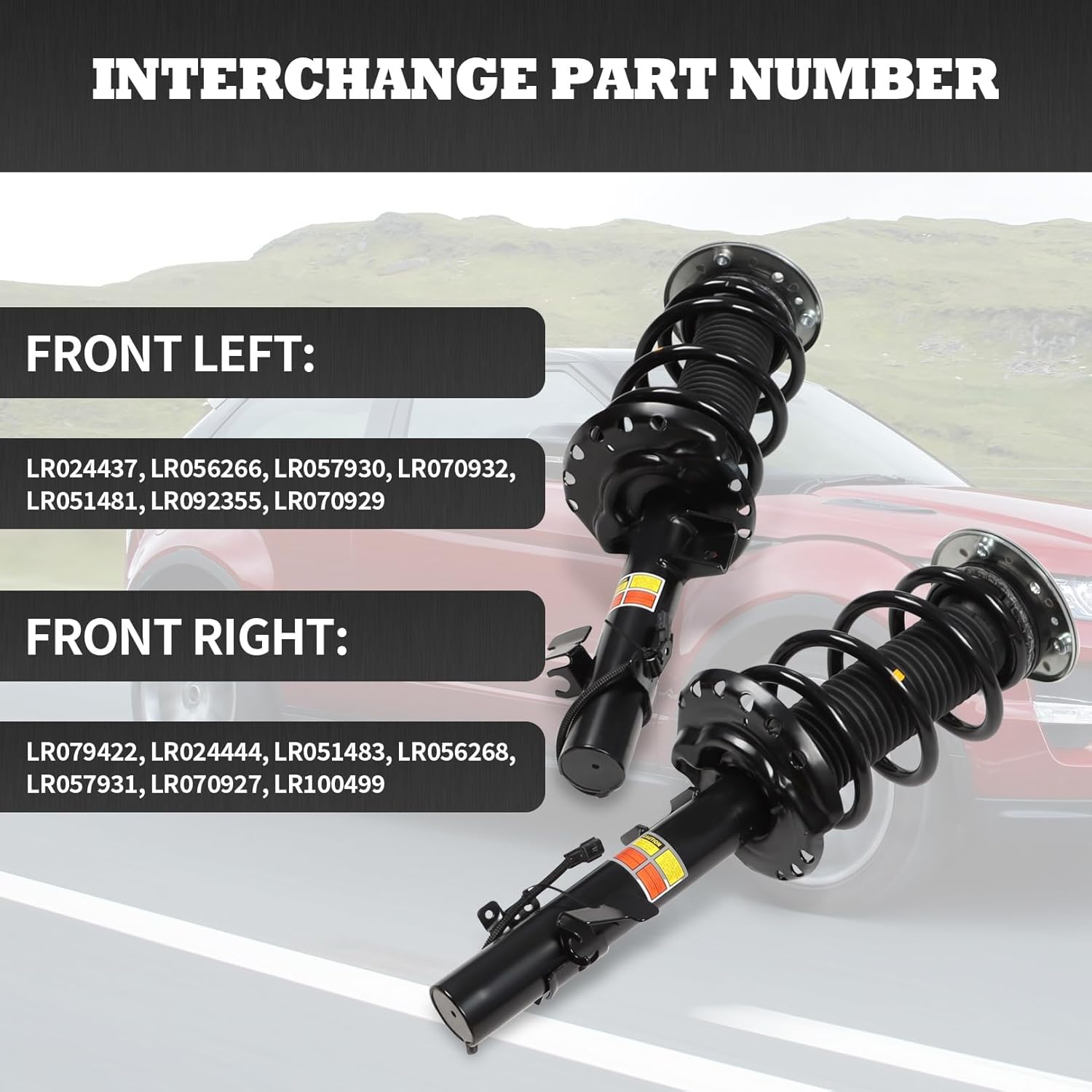 Pair Front Shock Absorber Strut Assembly with Electric Compatible with Range Rover Evoque 2012-2018 Left+Right Suspension Absorber Kit LR024437 LR051481