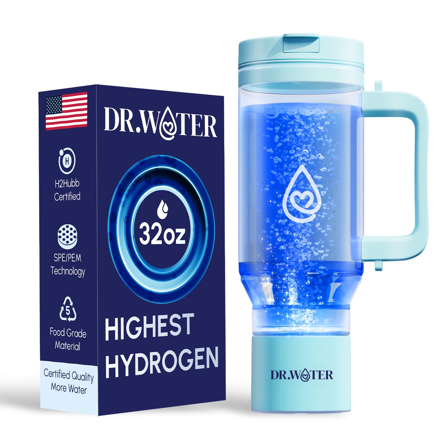 Hydrogen Water Bottle 32 Oz Portable BPA Free Generator Tumbler with SPE PEM Technology Large Hydrogen Flask for
