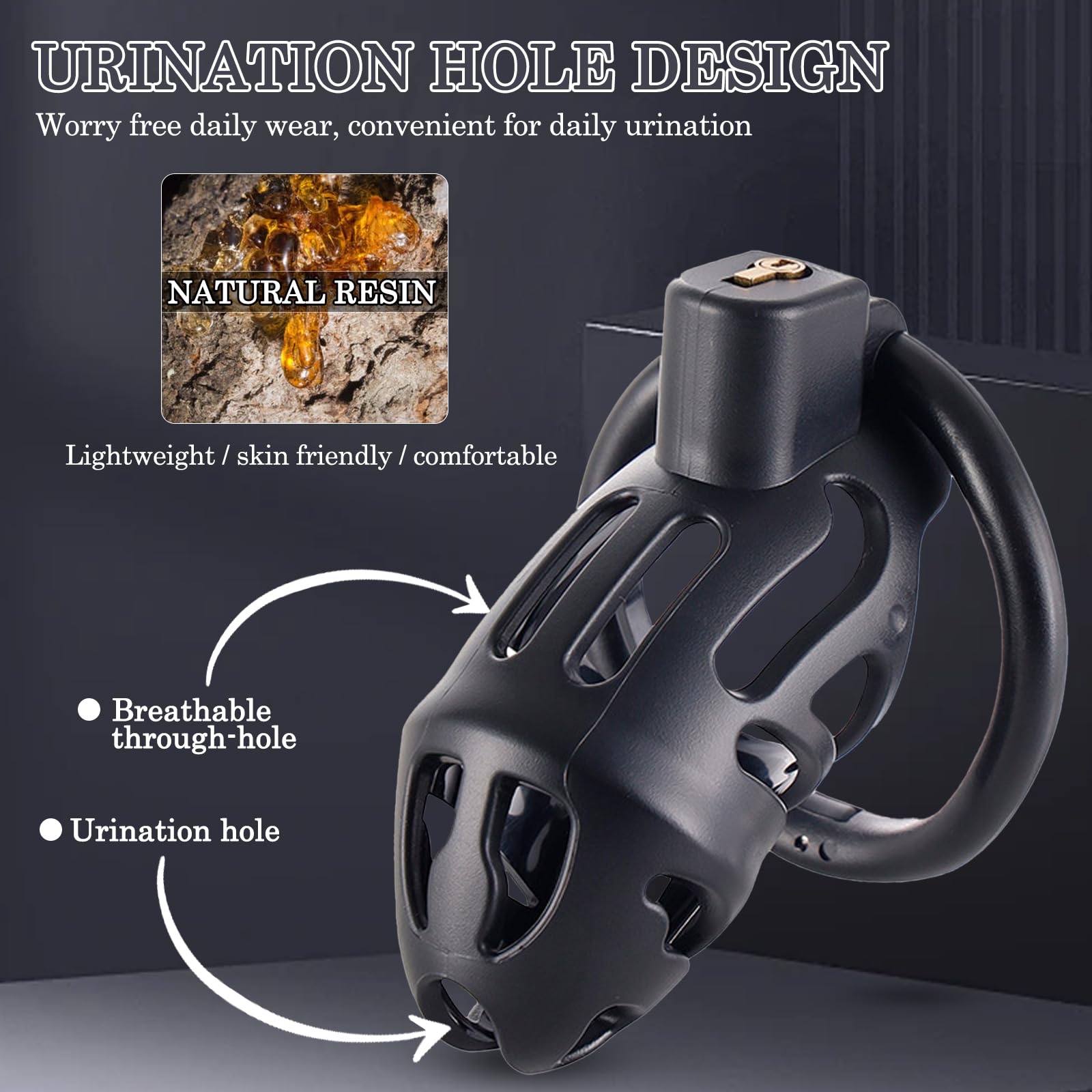 BDSMJOY Chastity cage con 3 Anelli per il Pene Rimovibili, Gabbia pene per uomo, Design ergonomico uomo pene Cock cage, Comodo da indossare, buona traspirabilità