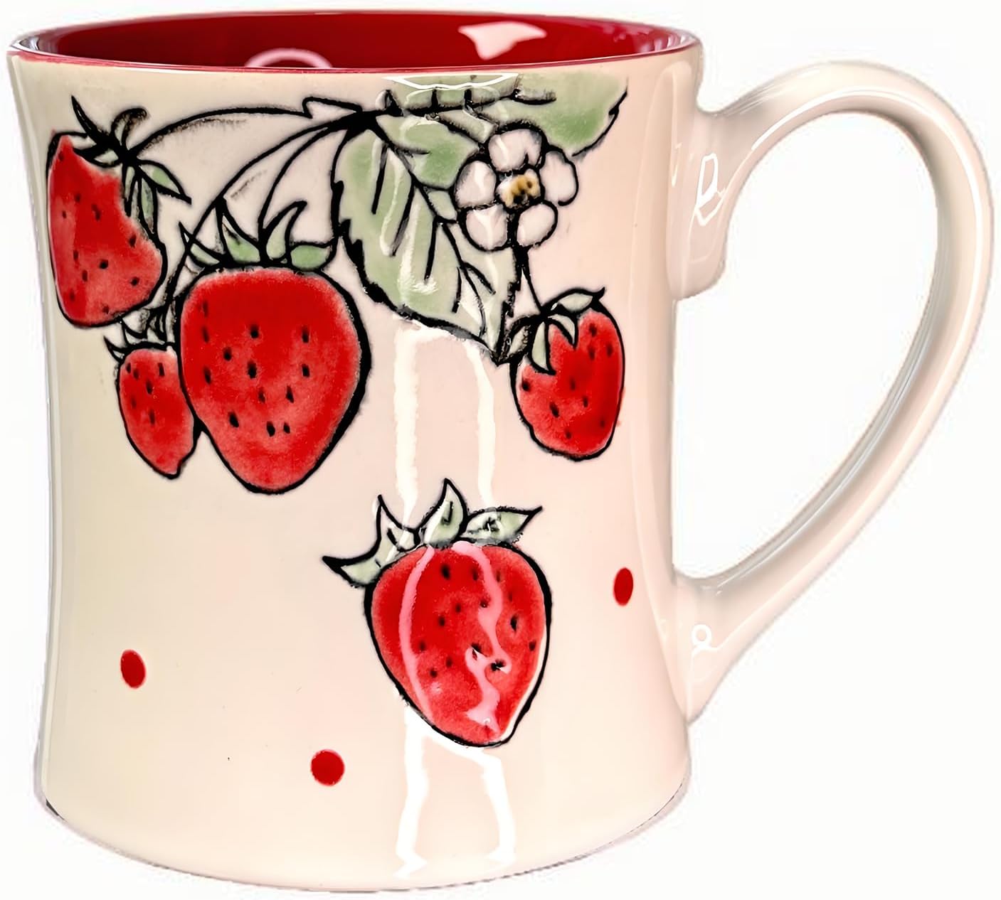 15oz Strawberry Mug Cute Coffee Mug, Ceramic Tea Cup, Porcelain Mugs for Breakfast, Dishwasher and Microwave Safe, Mugs Gift for Women Men