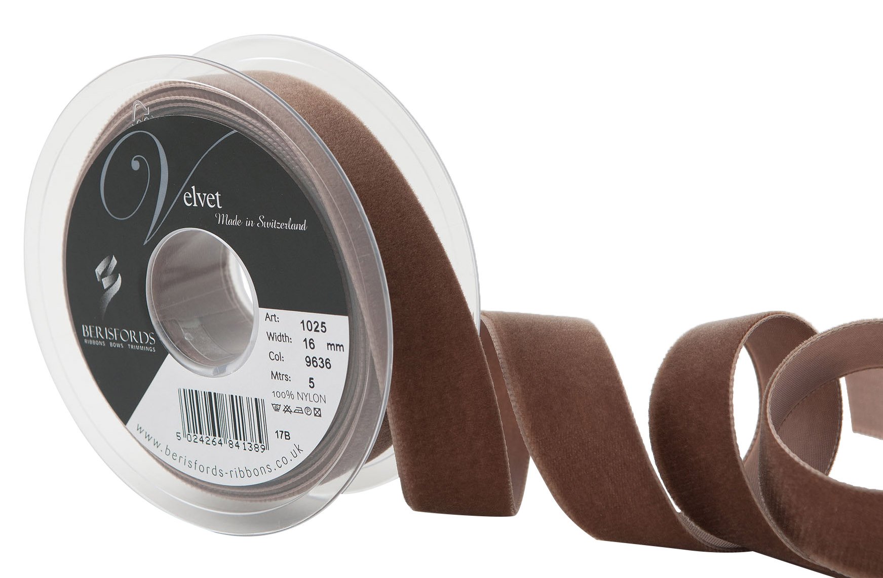 Berisfords 9636 Cafe Velvet Ribbon Mini Roll