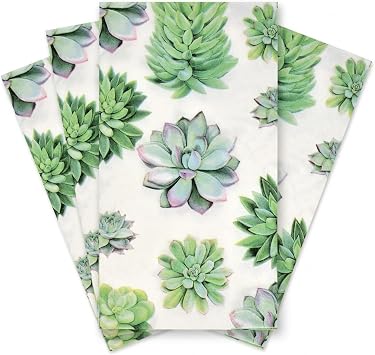 100 Count Succulent Guest Napkins Botanical Paper Hand Towels for Bathroom Cactus Garden Party Baby Shower Wedding Table Decor