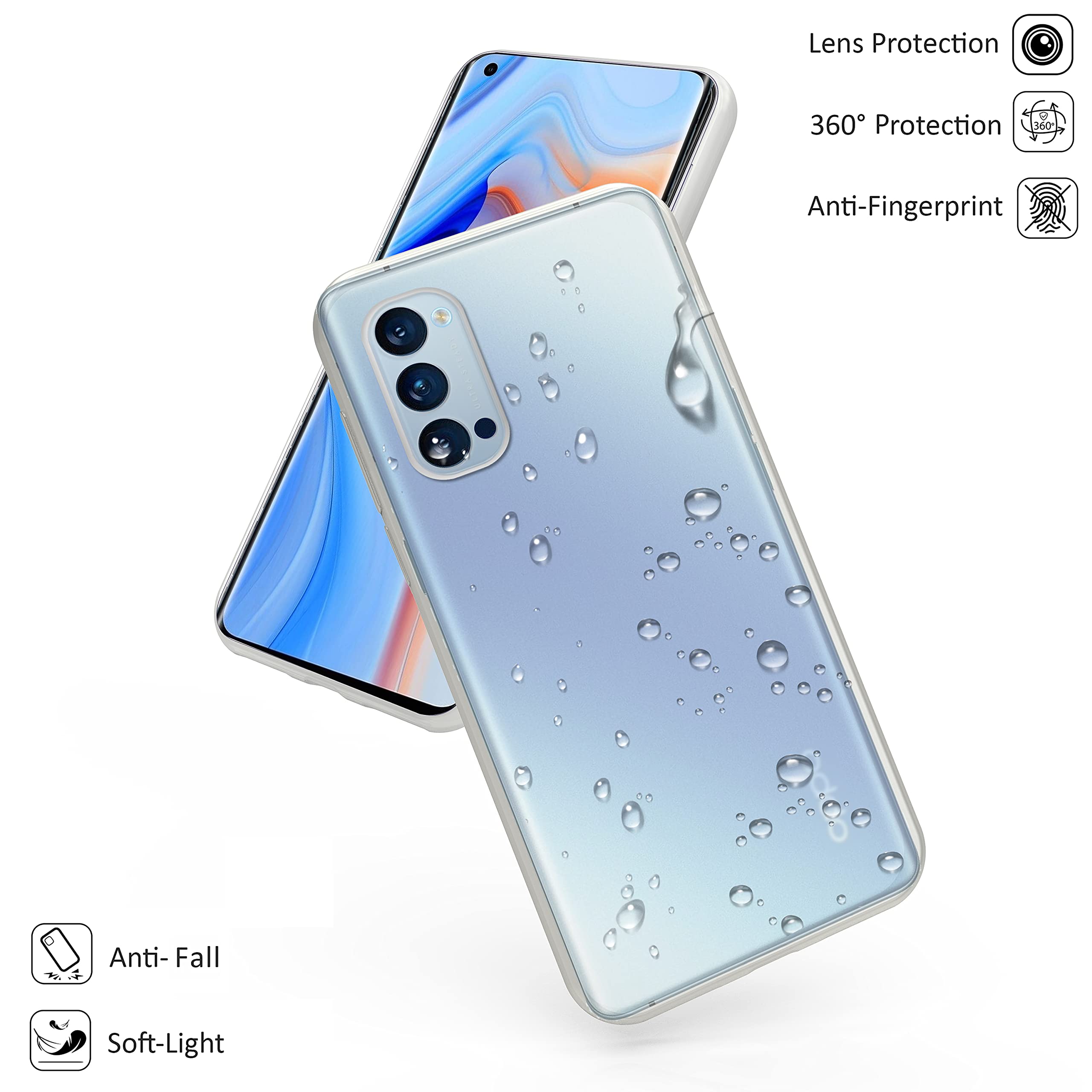 AMWEI Cover per Oppo Reno 4 PRO 5G (Reno4 PRO 5G), Pattern di Marmo Slim Custodia Posteriore in Vetro Temperato 9H, Bordo in TPU Bumper in Silicone Protettiva Case - 2