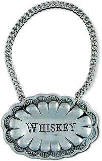 Vagabond House Pewter Western Concho WHISKEY Decanter Tag/Liquor Bottle Label Handcrafted Quality Detail Engraved 2.5 inch Wide