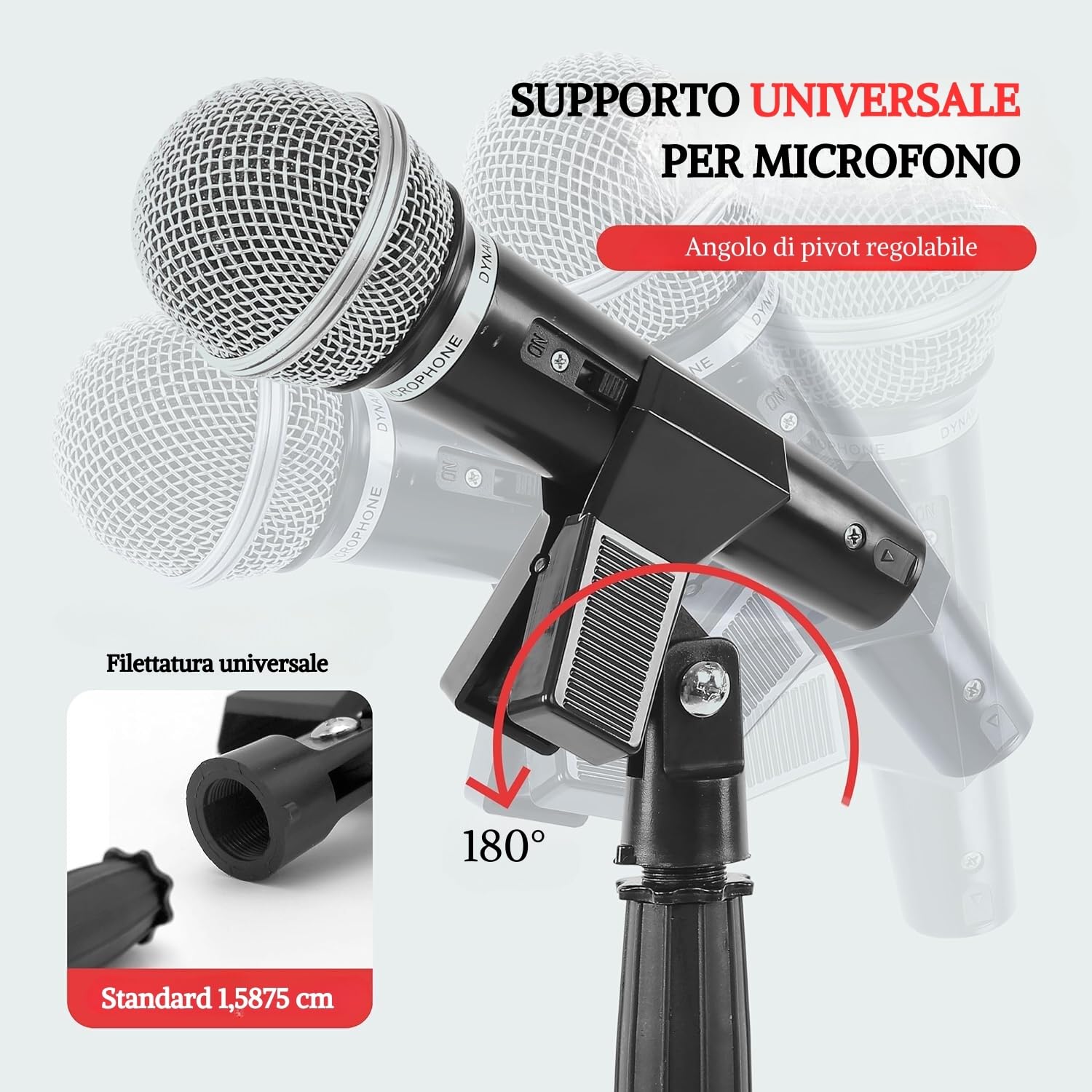 PYLE-PRO Asta Microfono Regolabile in Altezza da 85cm a 152 cm, Supporto Microfono da Terra A Base Tonda Pesante