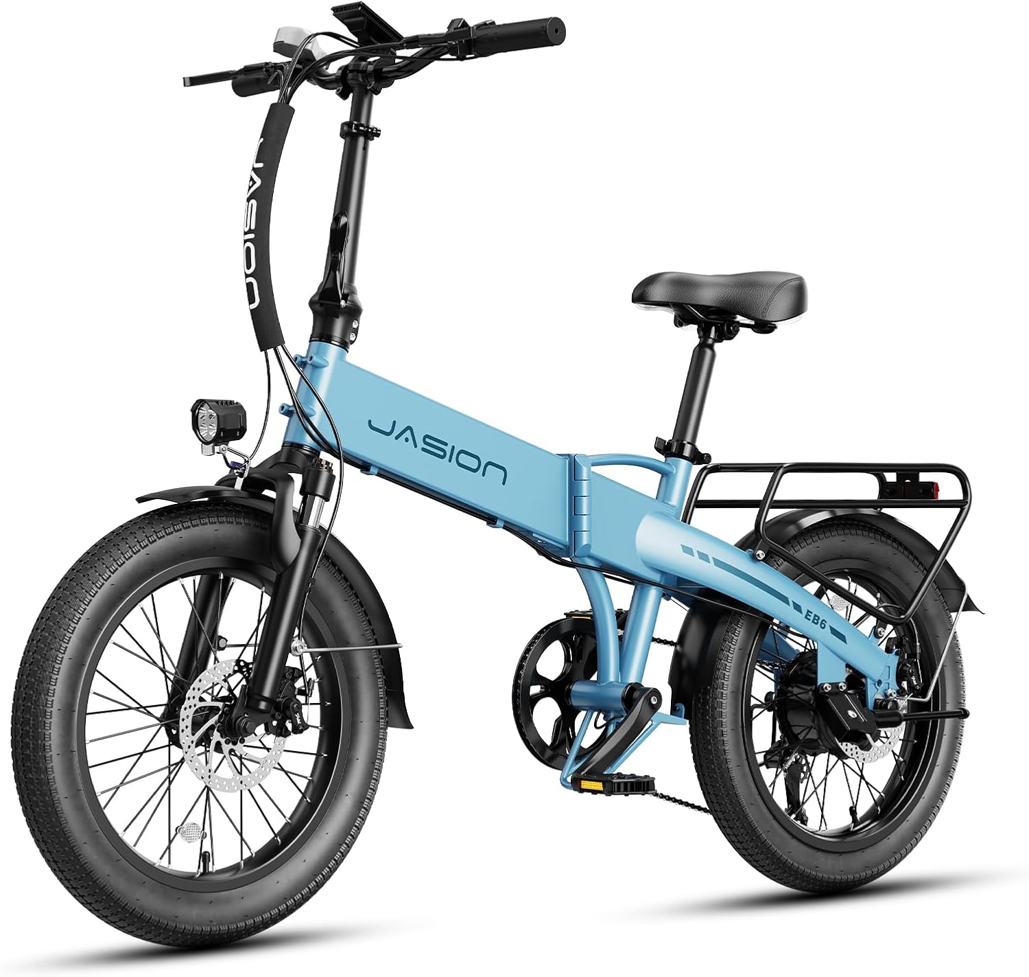 Jasion EBS 20" Foldable Electric Bike Fat Tire for Adults, 1000W Peak, 48V Removable Built-in Battery, 23MPH 50 Miles Range Commuter Electric Bike with Aluminum Frame for City, Mountain, Snow