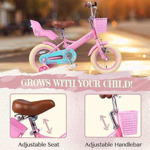 Miniatura 4 de Glerc Sasha - Bicicleta para niñas de 12 a 20 pulgadas para niños de 2 a 13 años, bicicleta para niños con asiento de muñeca, cesta y ruedas de