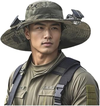 Solar Fan Hat,Wide Brim Solar Fan Outdoor Fishing Hat,Wide Brim Sun Hat with Solar Fan,Solar Fan Hats for Men
