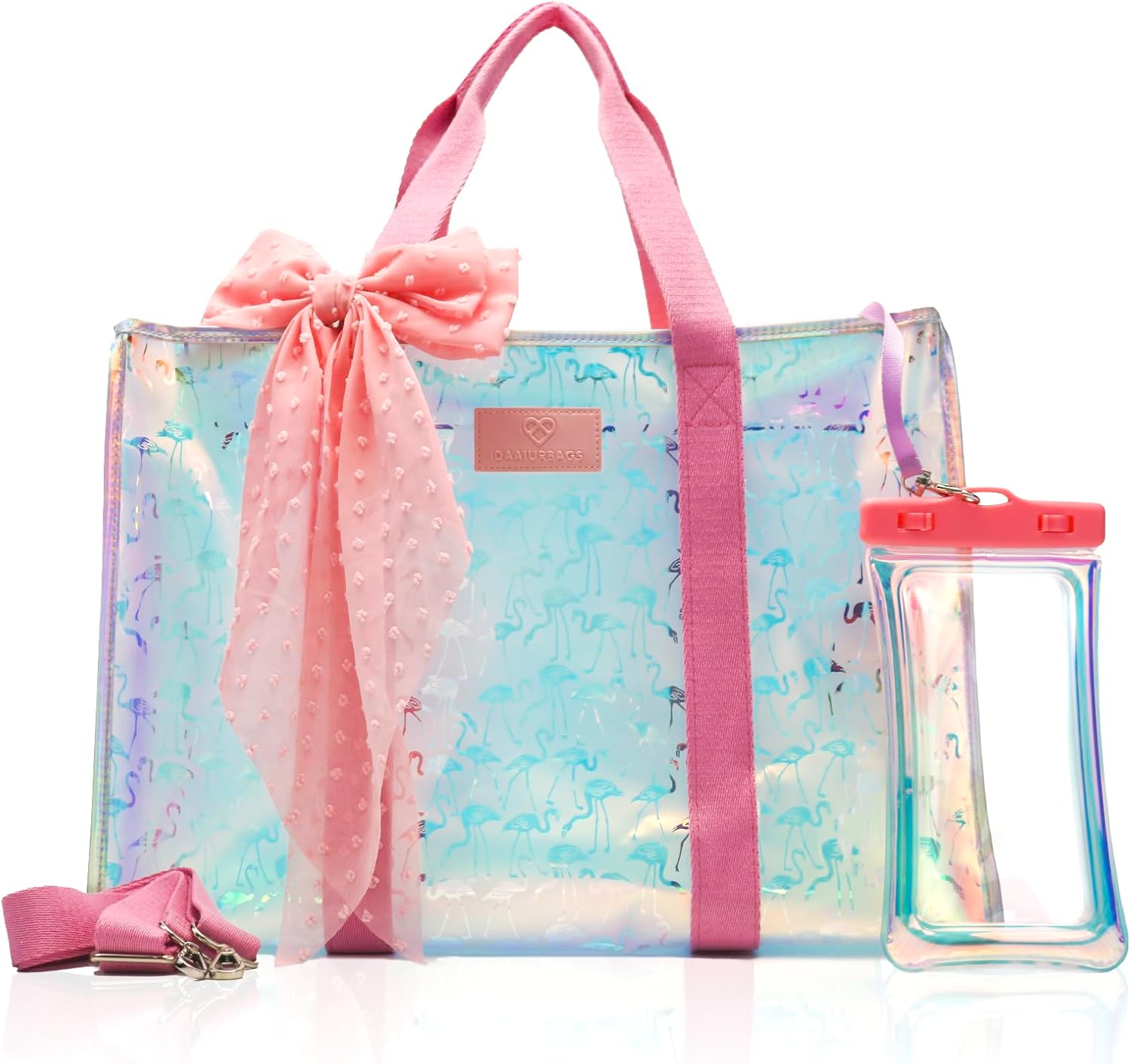 Women's Large Beach Bag – Waterproof, Sandproof, Puncture-Resistant, Beach Tote with Shoulder Strap, Iridescent Design, Swimming Pool-Friendly, Waterproof Pockets, Includes Phone Dry Bag BIRD