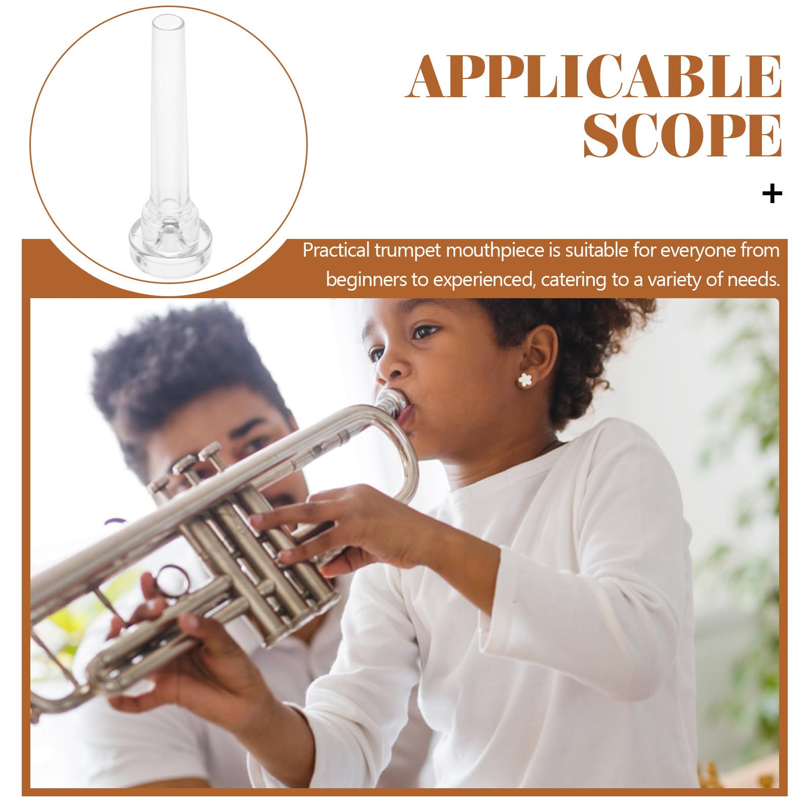 Boquilla de Trompeta Pequeña Transparente para Principiantes Boquilla Musical de Plástico Ligera y Compacta Accesorio de Repuesto para Trompeta Práctica y Uso en Instrumentos