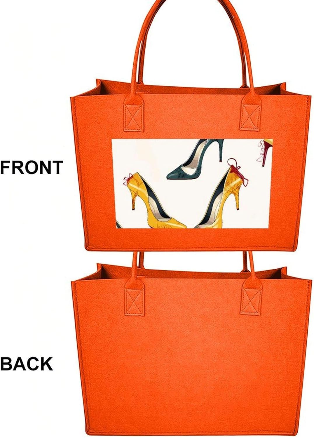 High Heel Shoes Tote Bag for Unisex, Large Felt Shopping Bag with Handles, Handbag, Reusable Gift Bag