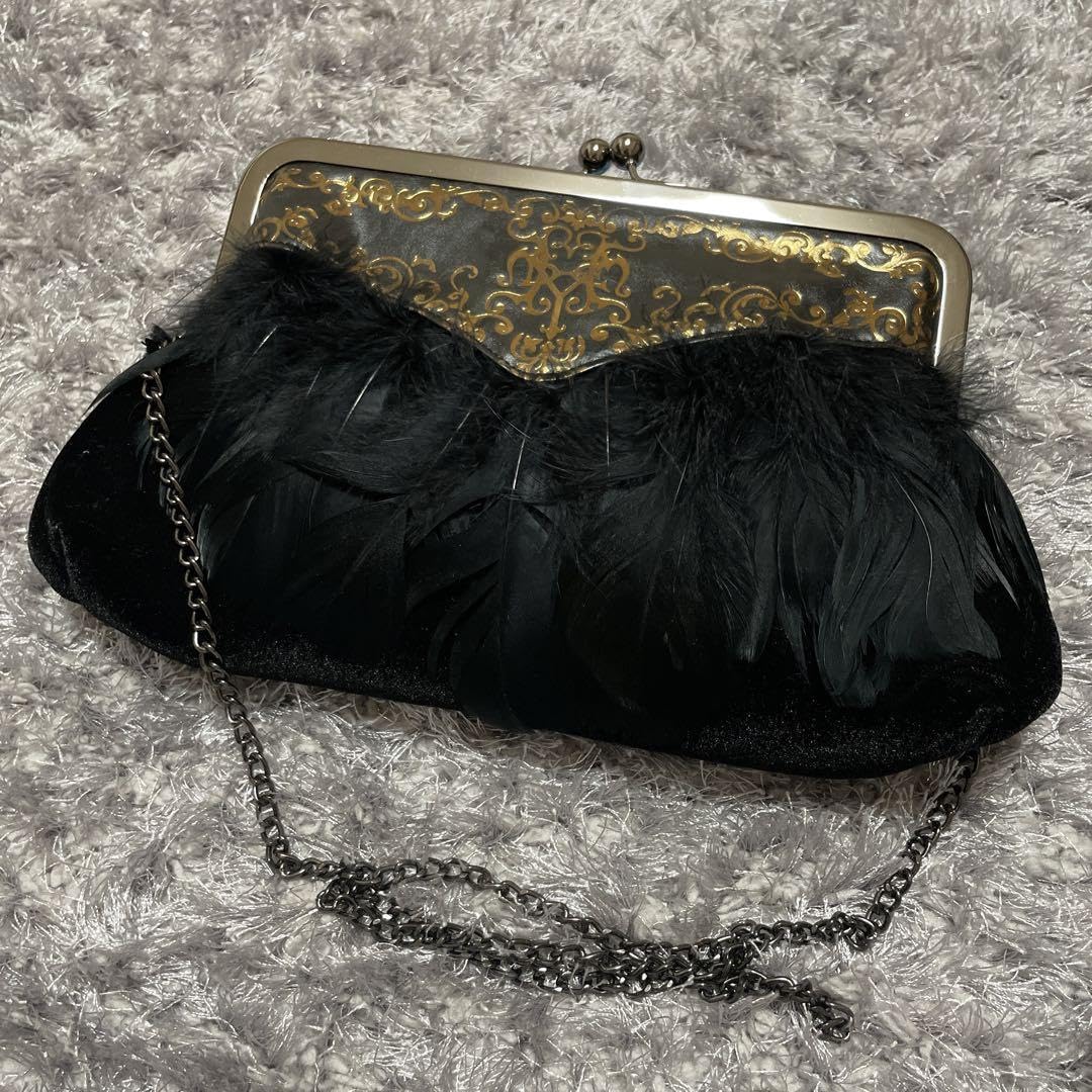 Amazon.co.jp: HYDE 黑ミサ 富良野 フェザー チェーン クラッチ バッグ 
