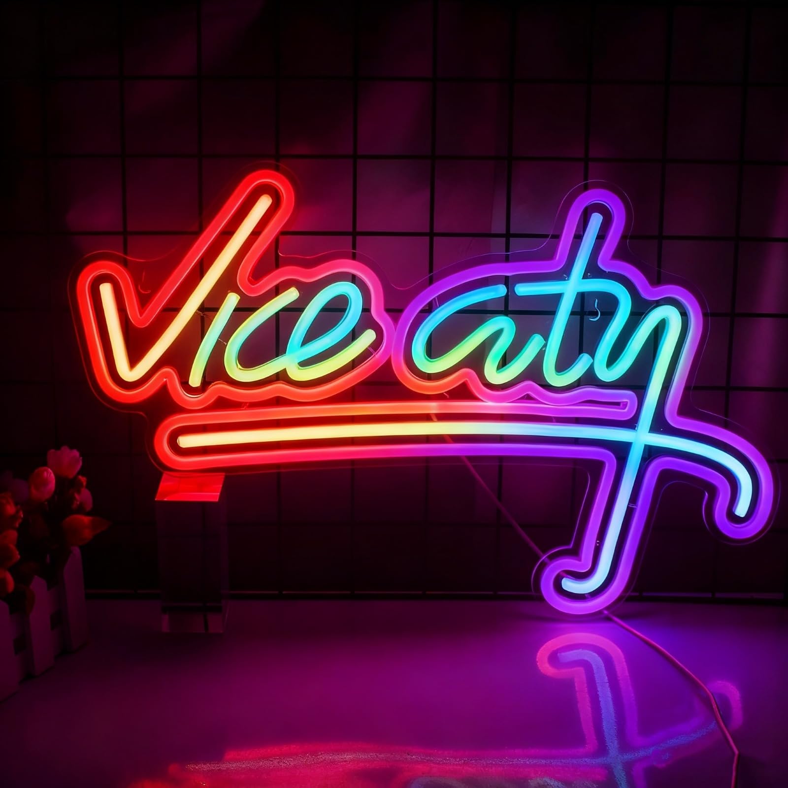 Wielokolorowy neon RGB Vice City jest zasilany przez zmianę kolorów USB, tryby przewijania i migania, pilot zdalnego sterowania do dekoracji domu, na wesela, spotkania