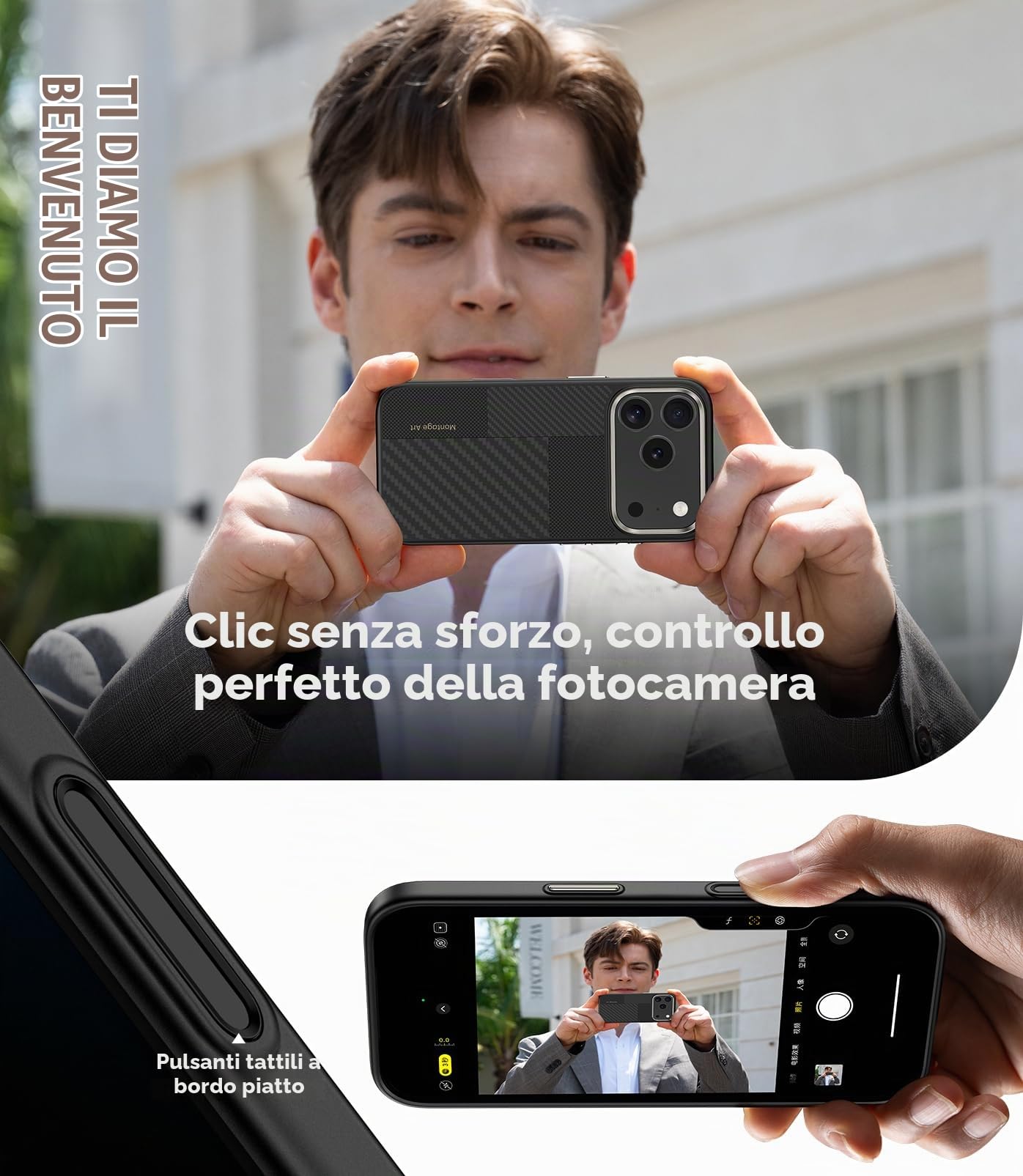 BENKS ArmorPro Montage Cover per iPhone 17 Pro Custodia per Controllo della Fotocamera, Compatibile con MagSafe, Protezione Antiurto di livello Militare, Kevlar 600D+1500D Fibra Aramidica e TPU