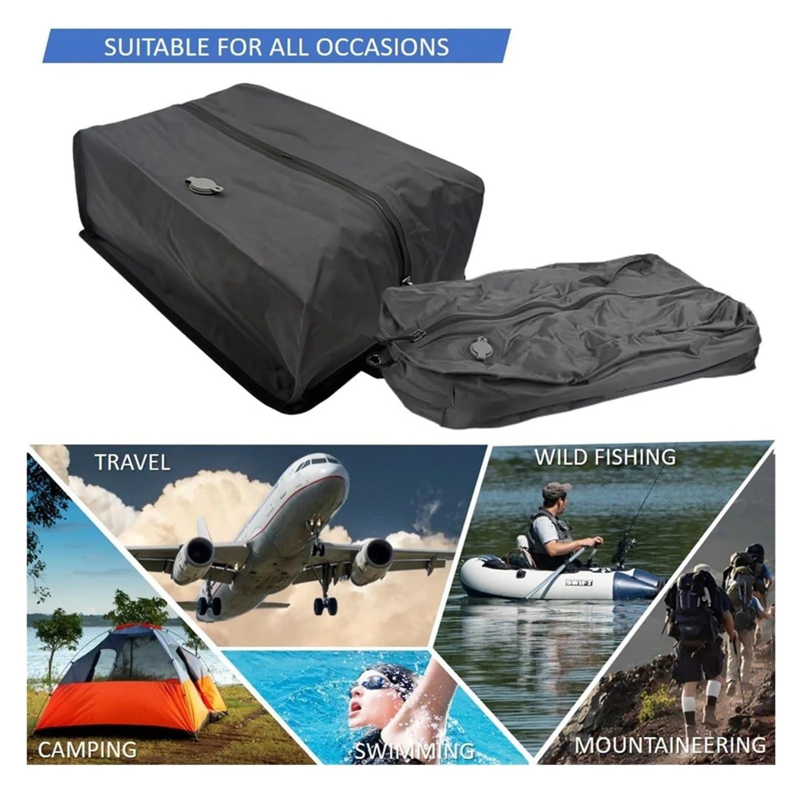 Per Moto Borsa Da Viaggio A Compressione Sottovuoto Per Vestiti Zaini E Imbarco Sigillata Per Viaggi Affari Moto Borsa Laterale(2 Pcs Black)