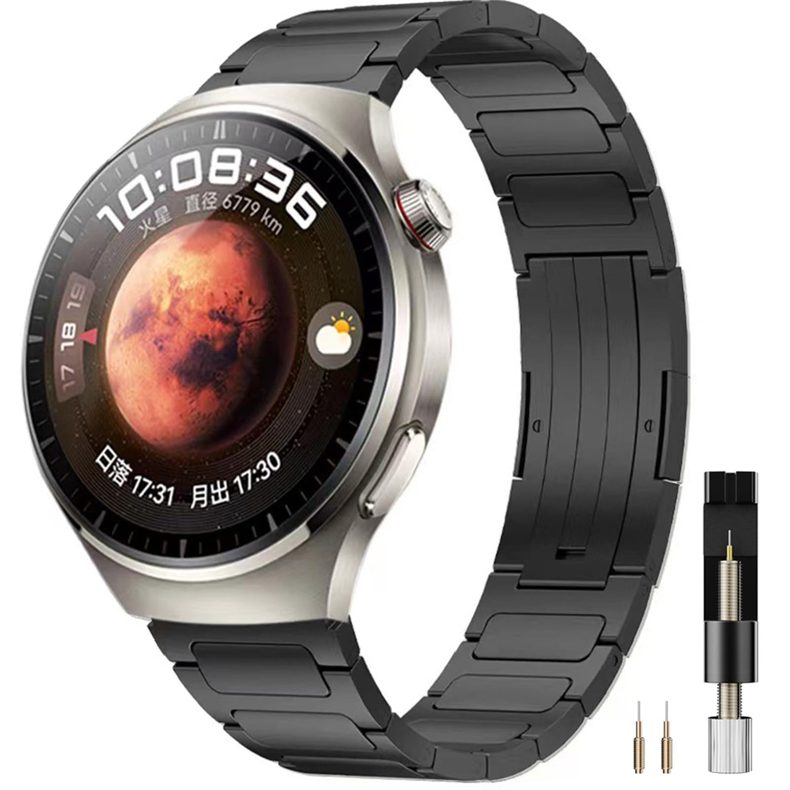 Miimall Correa de Acero Titanio para Huawei Watch 4 Pro Elite, Ultimate Design, GT4 - Ajustable y de Metal