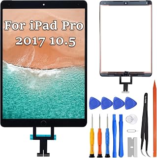 Screen Replacement for iPad Pro 10.5 10.5 Inch 2017, Touch Glass Digitizer No LCD, Fully Supports Pencil, Pre Installed Home Button, OCA, Repair Tool Kit, Models A1701, A1709, A1852 Black