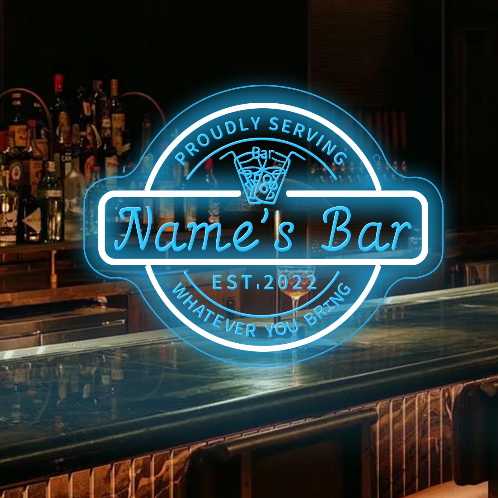 Panneau néon à DEL personnalisé pour bar, salle de bain, cave, cadeau pour homme, papa, décoration murale à intensité variable pour pub, bistrot, entreprise