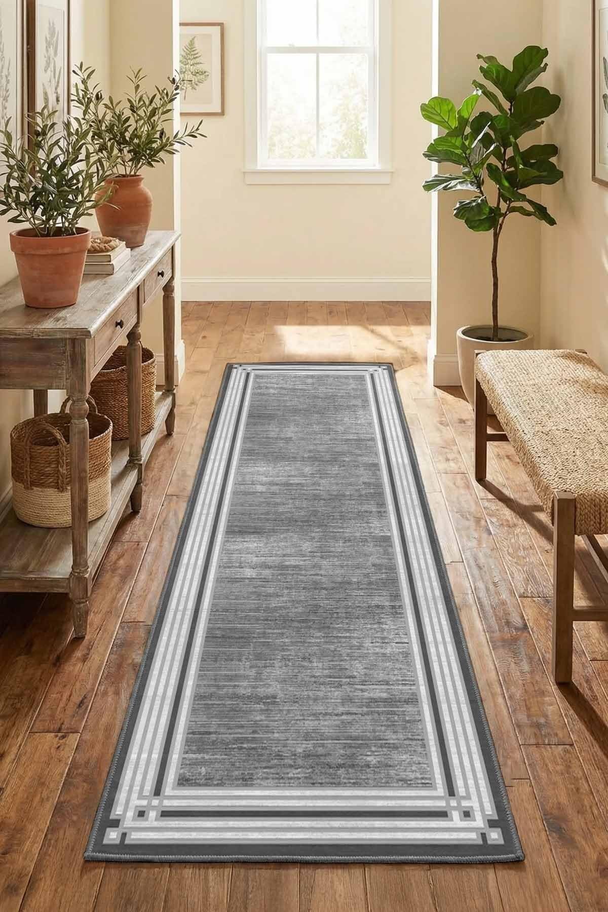 Monnhein Mor Yolluk 1268 - Yıkanabilir, Kaymaz Taban, Dijital Baskılı, Leke Tutmaz, İnce Hav, Modern Koridor, Mutfak, Antre ve Salon için Dekoratif Yolluk