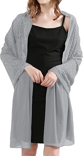 Miniatura 2 de BANETTETA Brilla brillante como un chal de diamantes de imitación brillantes de gasa y envolturas para vestidos de noche bodas