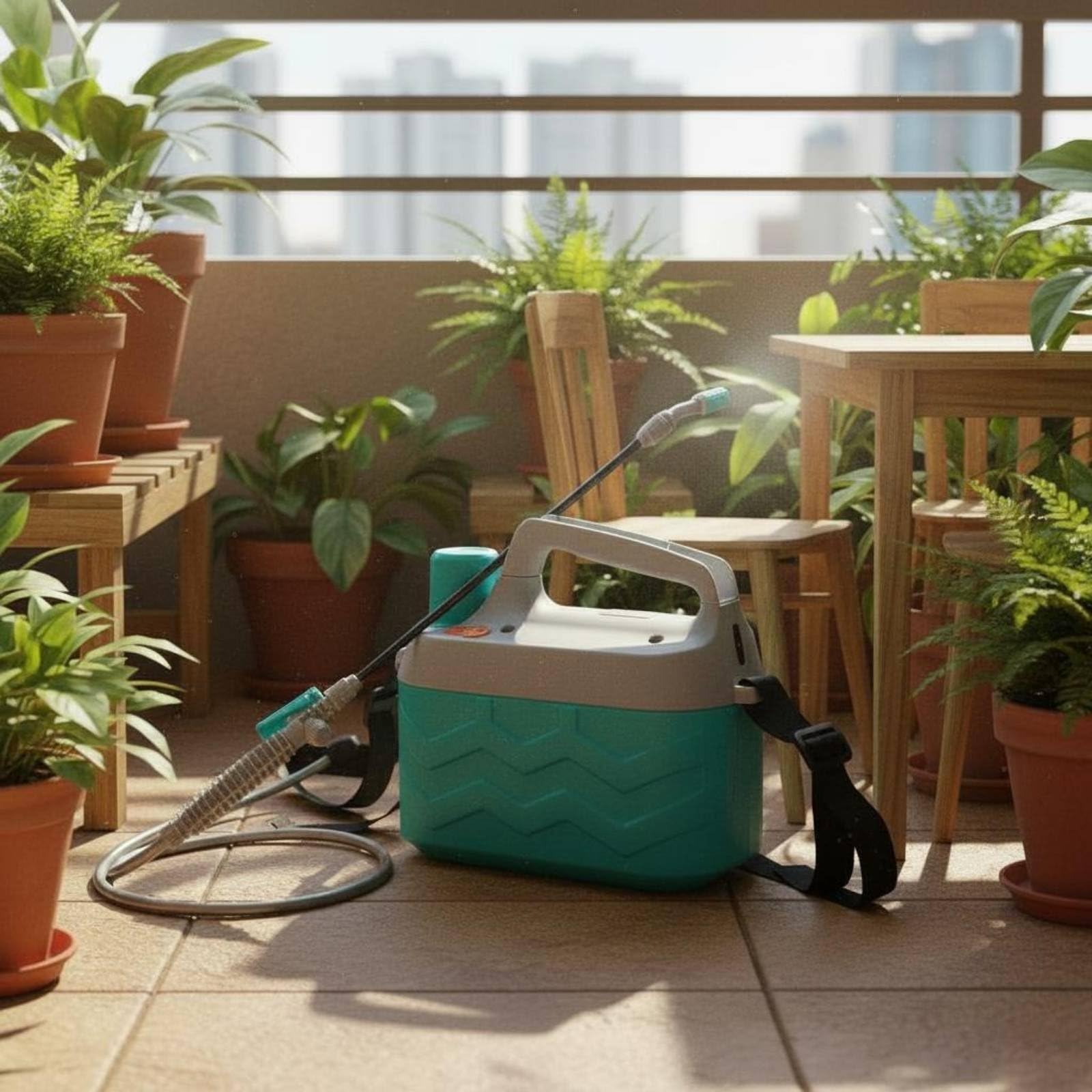 Spruzzatore Elettrico per Giardinaggio Spruzzino Nebulizzatore Pompa a Pressione Serbatoio 5 L in Plastica Facile da Trasportare per Serre Pulizia Giardino Manutenzione Piante