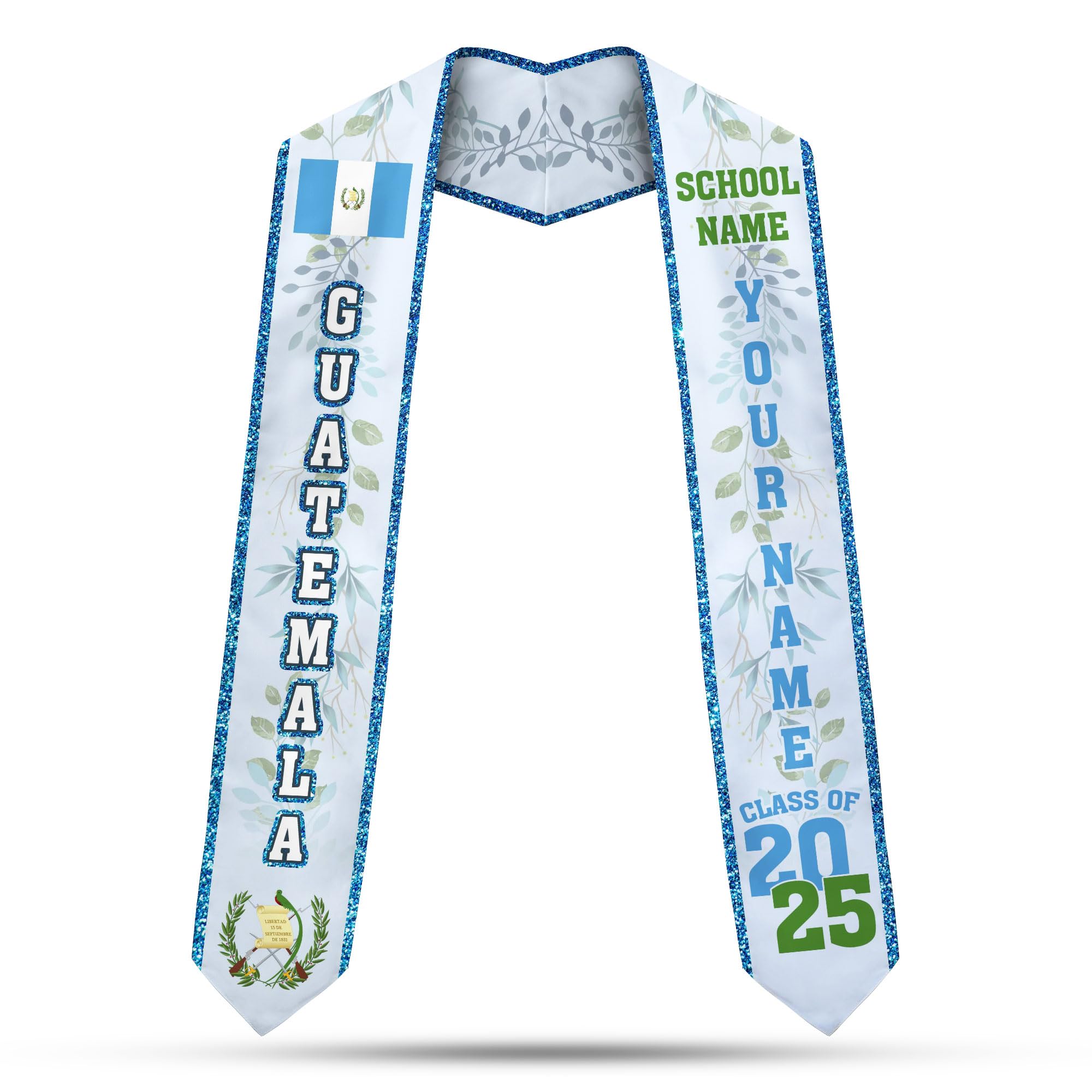 MonkeyVan Personalized Guatemalan Graduation Sash 2025,Custom Guatemala Flag Stole,Guatemala Graduation Stole Class of 2025 S195