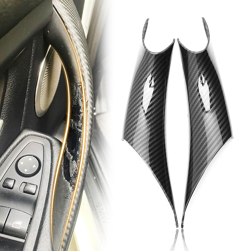 Capa de maçaneta interna BMW Série 3 e Série 4 BJchiwu em fibra de carbono – 2 unidades
