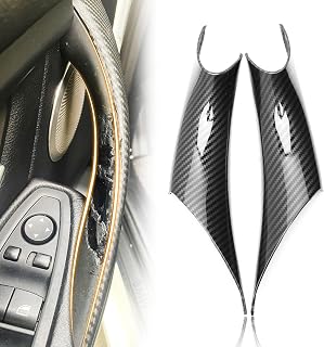 2PCS Sticky Door Handle Cover for BMW 3/4 Series F30 F31 Carbon | Easy Install Left Right Interior Grab Trim, Fits 320 328 330 335 M3 F34 F80, Fits 418 420 428 435 F32 F36 F82 F83 2012-2018