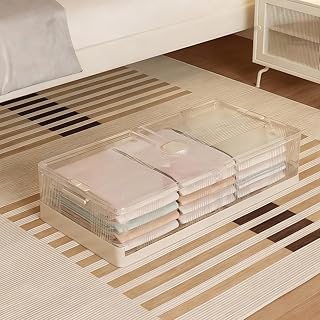 ベット下収納ボックス キャスター付き 折りたたみ式 幅82x奥行き40x高さ15CM 積み重ね 衣装ケース 大容量 防塵 防湿 無臭 厚み 書類/衣類/布団/おもちゃ/小物/食品収納 家庭用 業務用 オフィス用 組立簡単 耐久性 おしゃれ
