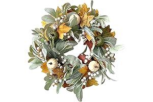 Fall Wreath for Front Door with Pumpkins