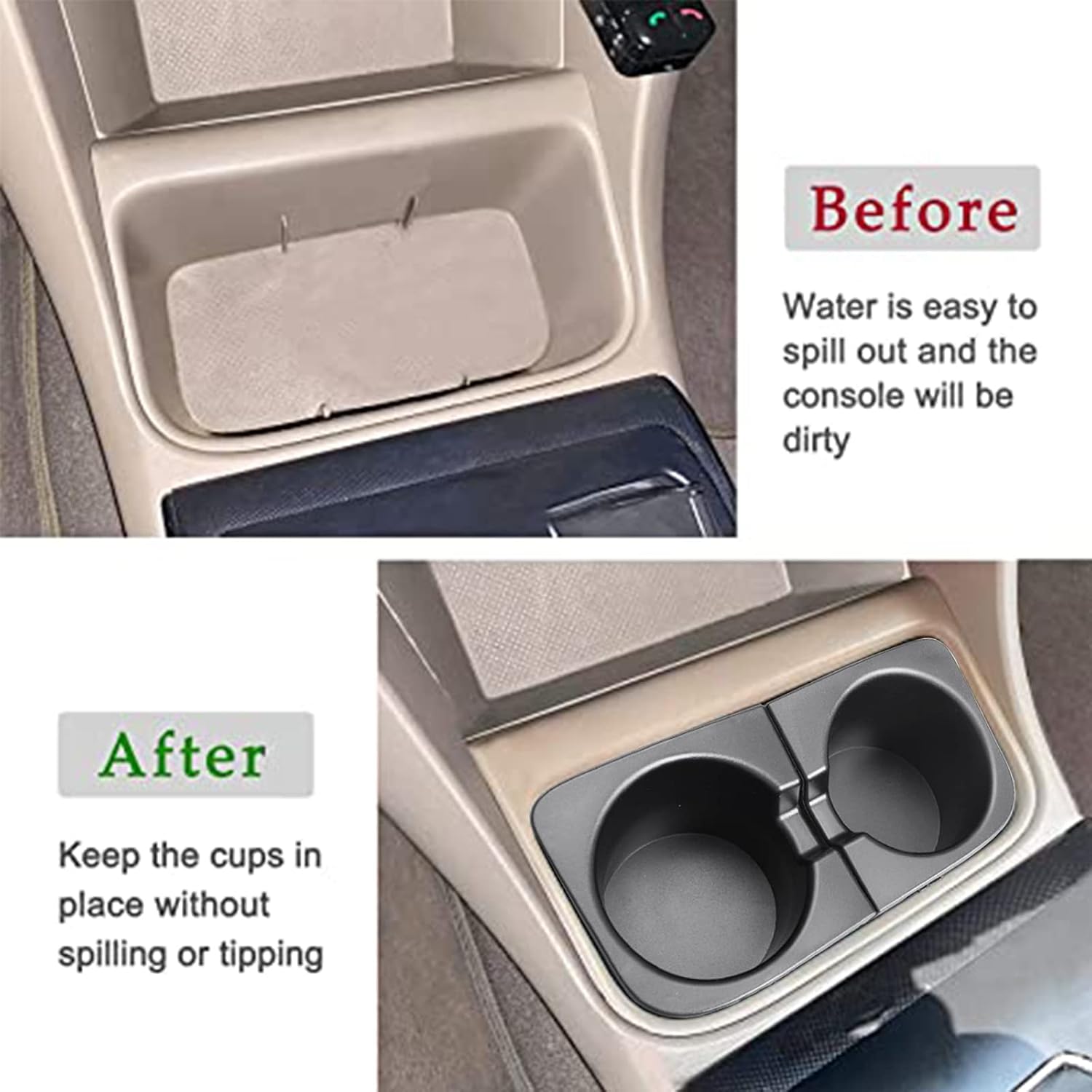 JDMCAR Car Cup Holder Inserts Replacement for Toyota Tacoma 2005 to 2015, Durable Cup Holder Inserts Drink Holder Accessories 66991-04012,66992-04012, Basic Black